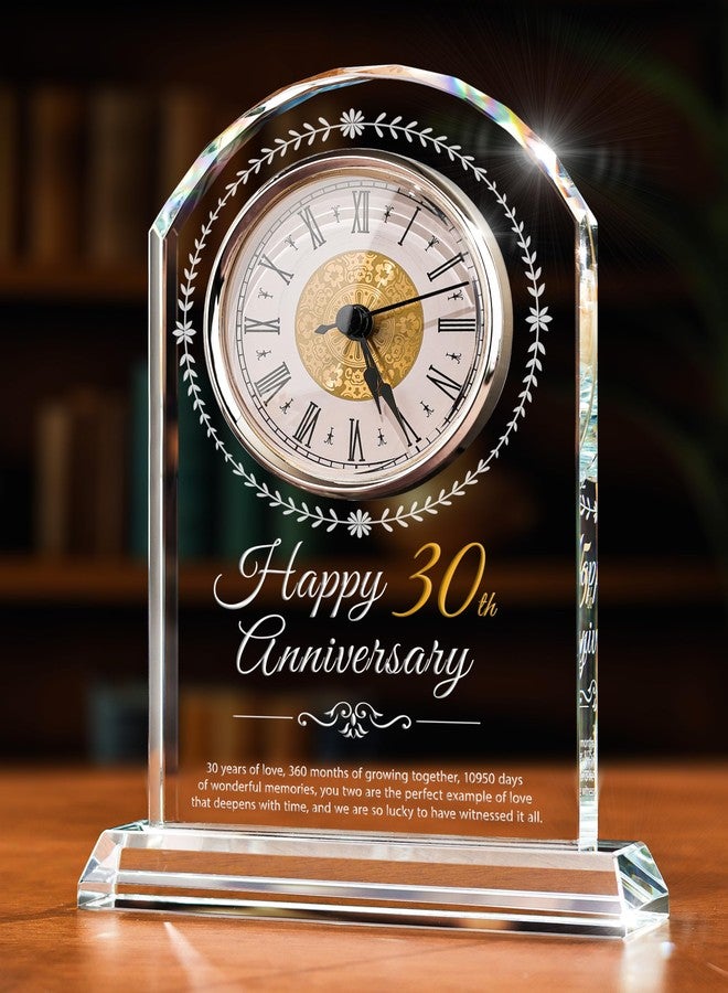 Sttokilly 30th Wedding Anniversary Crystal Quartz Clock,30 Years of Marriage Gift,Happy Pearl Anniversary Decoration Gift,for Parents,Grandparents,Couple - Image 1